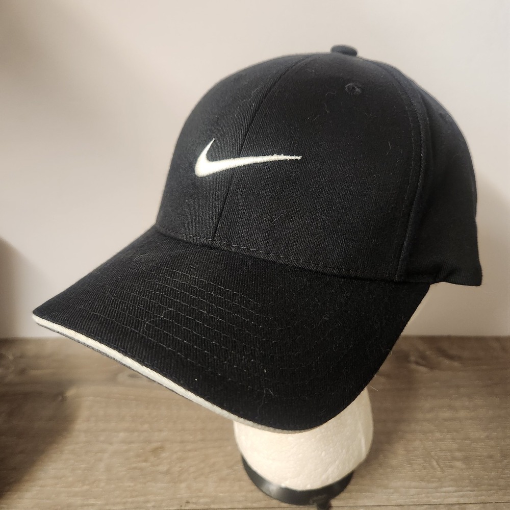 Nike Golf Adult L/XL Black Flex Fitted Swoosh Baseball Cap‎ Hat